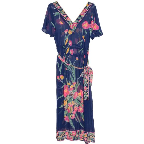 Show Me Your Mumu Womens Dress Swimsuit Cover Up Floral Sheer Blue Size Small BD - Picture 1 of 3